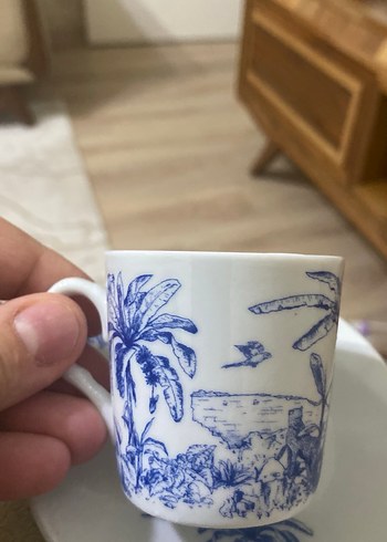 English Home 4 Parça Mavi Porselen Kahve Fincan Takımı - Görsel 2