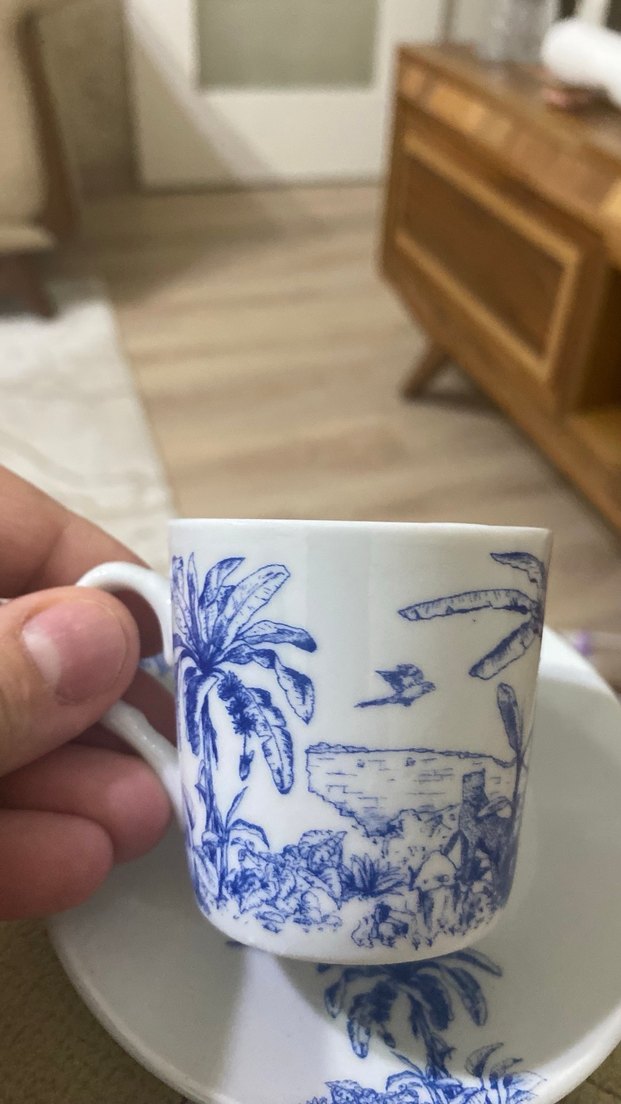 English Home 4 Parça Mavi Porselen Kahve Fincan Takımı - Görsel 2