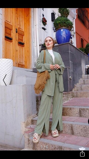 Haki ikili bürümcük kimono takım