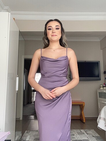 Saten kısa elbise - Görsel 2