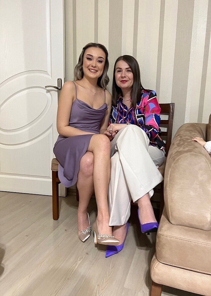 Saten kısa elbise - Görsel 5