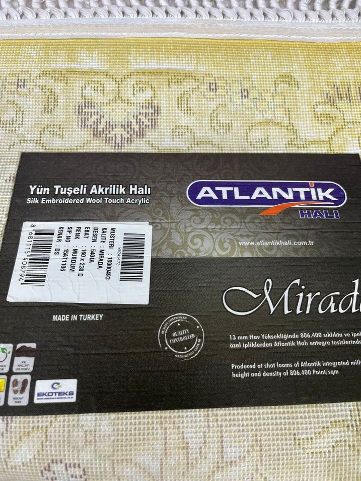 160+230(4m²) Atlantik marka akrilik halı - Görsel 4