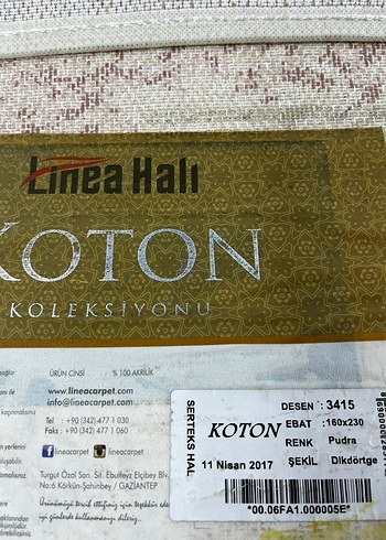 160+230(4m²) Linea marka akrilik halı - Görsel 5