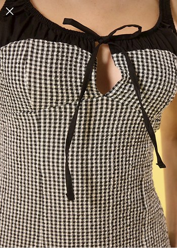 Gri Kareli Askılı Mini Elbise - Görsel 2