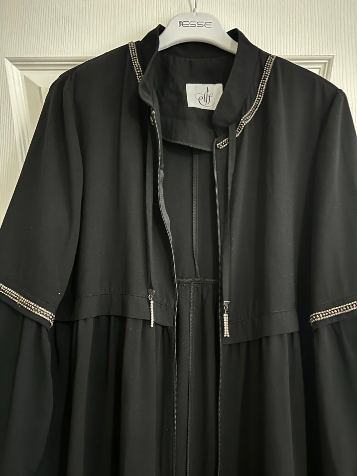 Uzun Siyah Fermuarlı ferace Elbise - Görsel 5