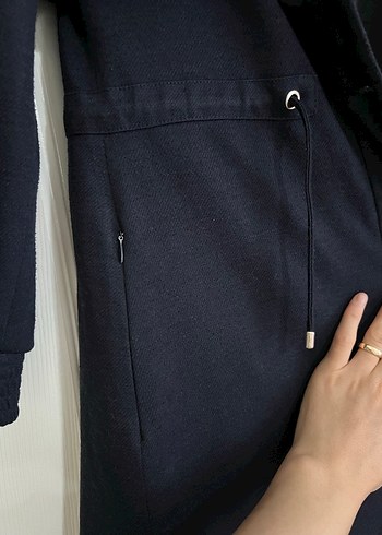 Nakışlı Lacivert Uzun Goth Kadın Kaban - Görsel 5