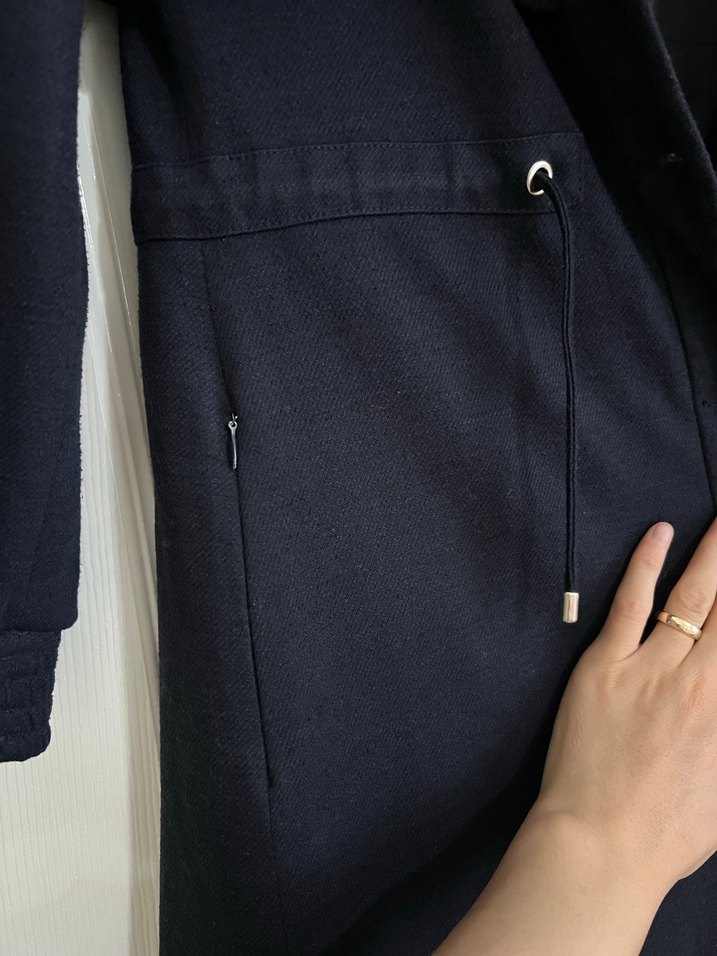 Nakışlı Lacivert Uzun Goth Kadın Kaban - Görsel 5