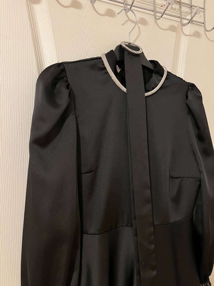 Siyah Uzun Kollu Gotik Uzun Elbise - Görsel 2