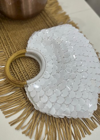 Beyaz pullu Bohem Kadın Çanta - Görsel 2