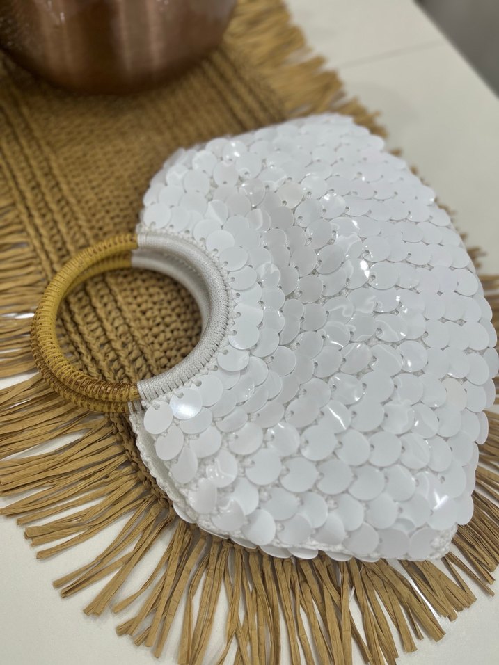 Beyaz pullu Bohem Kadın Çanta - Görsel 2