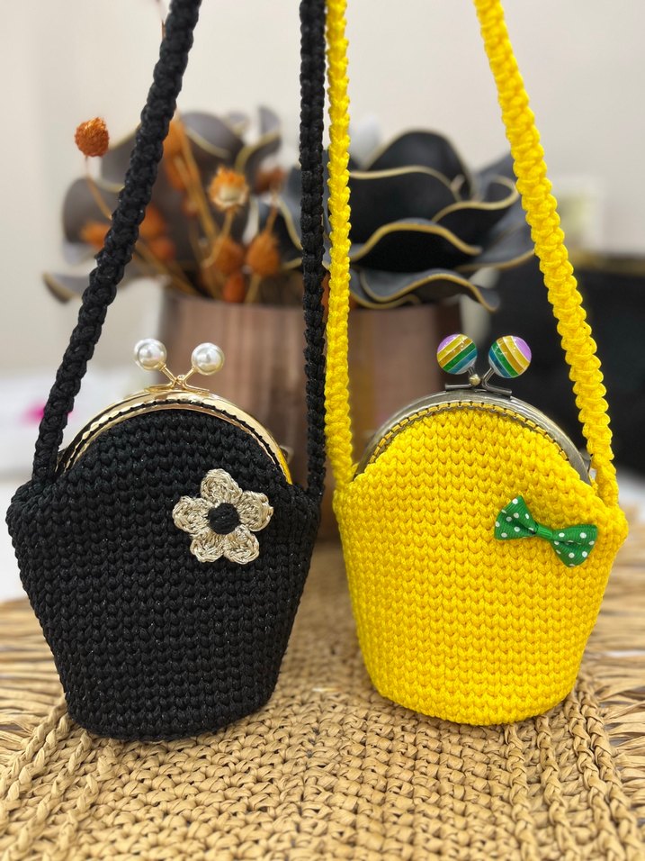 Örgü Bohem Kız çocuk Çantası - Görsel 2