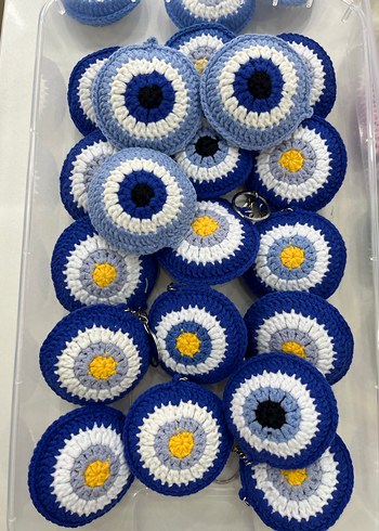 Renkli Örgü Nazar Boncuğu Anahtarlık - Görsel 2