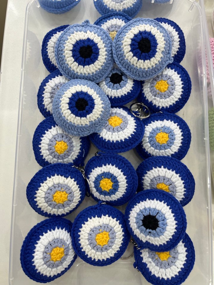 Renkli Örgü Nazar Boncuğu Anahtarlık - Görsel 2