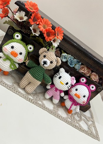 Renkli El Örgüsü Peluş Oyuncak anahtarlık ve charm - Görsel 2