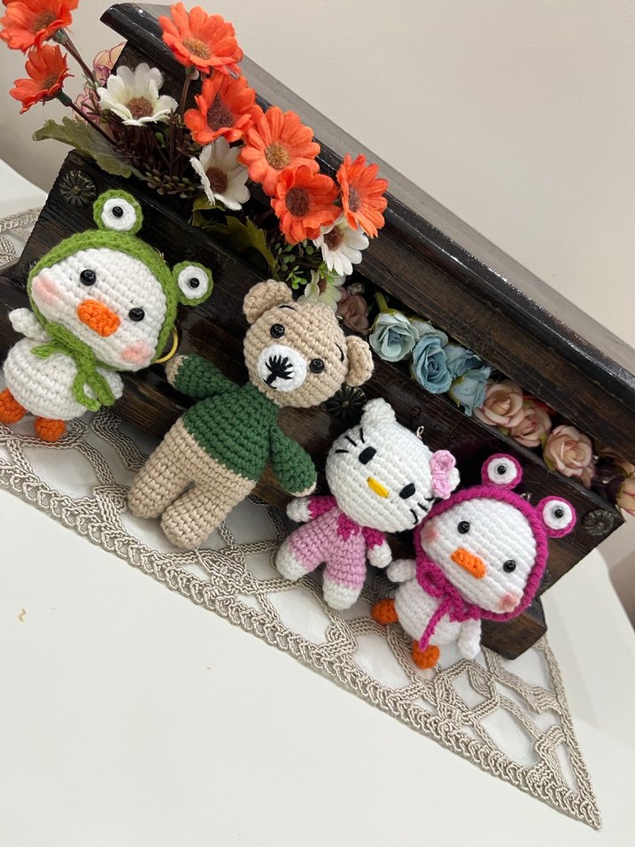 Renkli El Örgüsü Peluş Oyuncak anahtarlık ve charm - Görsel 2