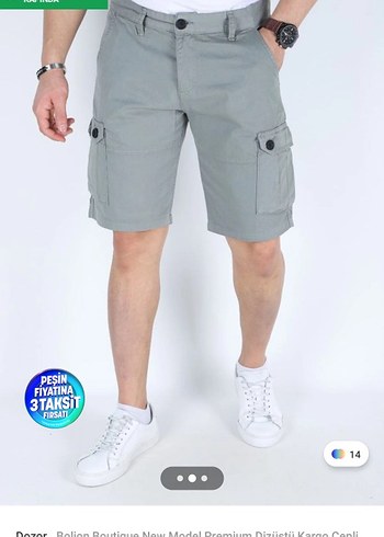 Düğmeli Erkek Kargo Şort - Görsel 9