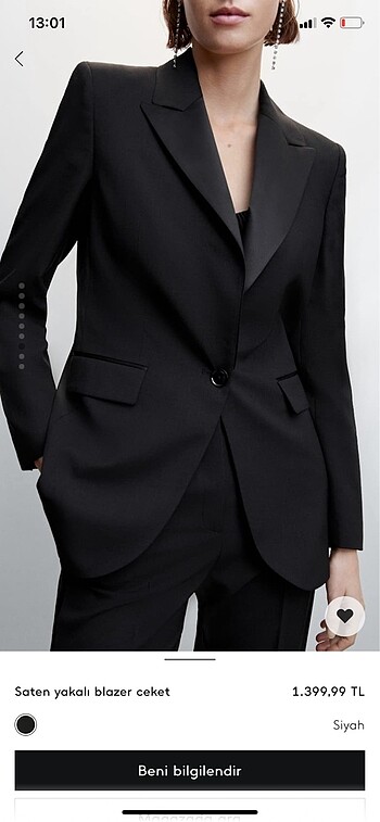 l Beden Mango saten yakalı blazer ceket