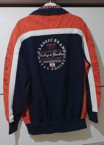 Erkek Turuncu Fermuarlı Sweatshirt - Görsel 2