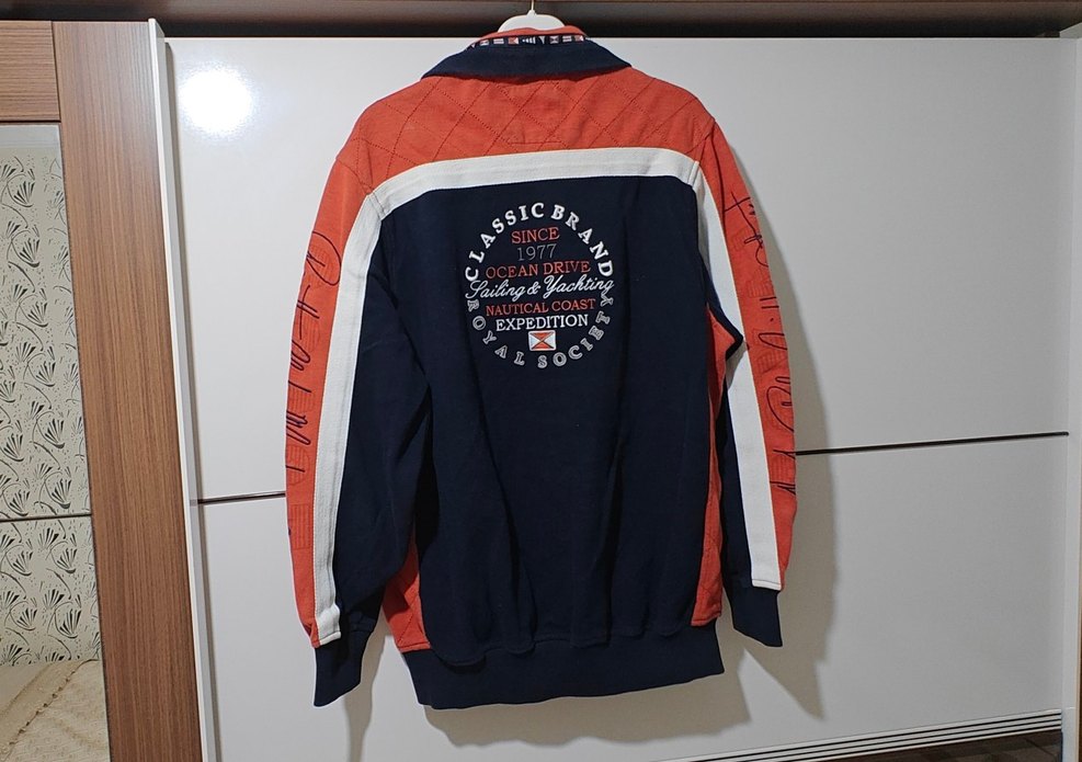 Erkek Turuncu Fermuarlı Sweatshirt - Görsel 2