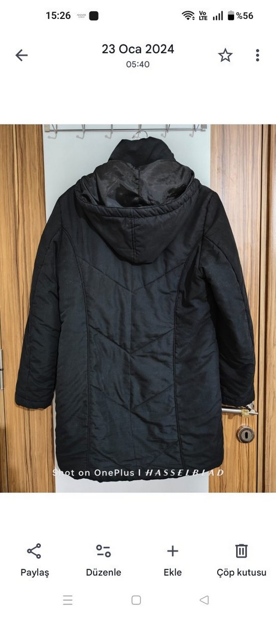 Siyah Fermuarlı Midi Kadın Kışlık Mont - Görsel 2