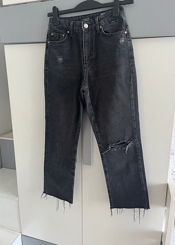 Gri Midi Boy Grunge Tarzı Kadın Kot Pantolon