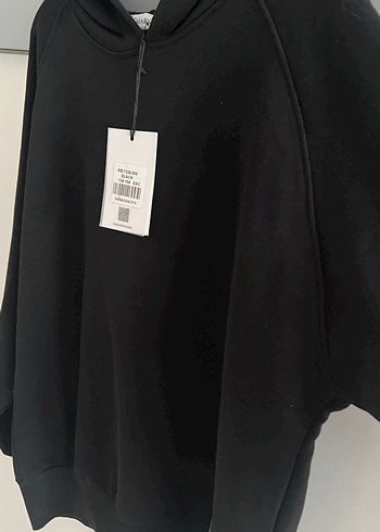 l Beden siyah Renk Siyah Kadın Oversize Sweatshirt