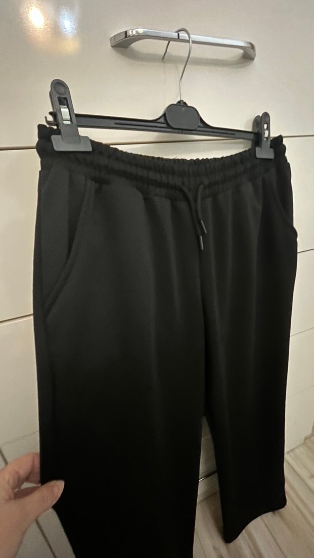 Siyah Rahat Kesim Kadın eşofman tarzı Pantolon - Görsel 2