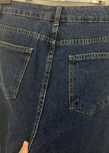 Lacivert Midi Boy Regular Fit Kadın Kot Pantolon - Görsel 6