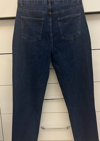 Lacivert Midi Boy Regular Fit Kadın Kot Pantolon - Görsel 4