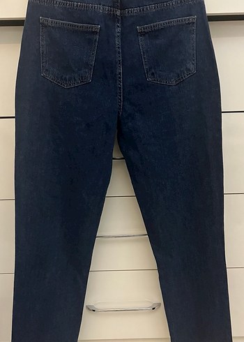 Lacivert Midi Boy Regular Fit Kadın Kot Pantolon - Görsel 5