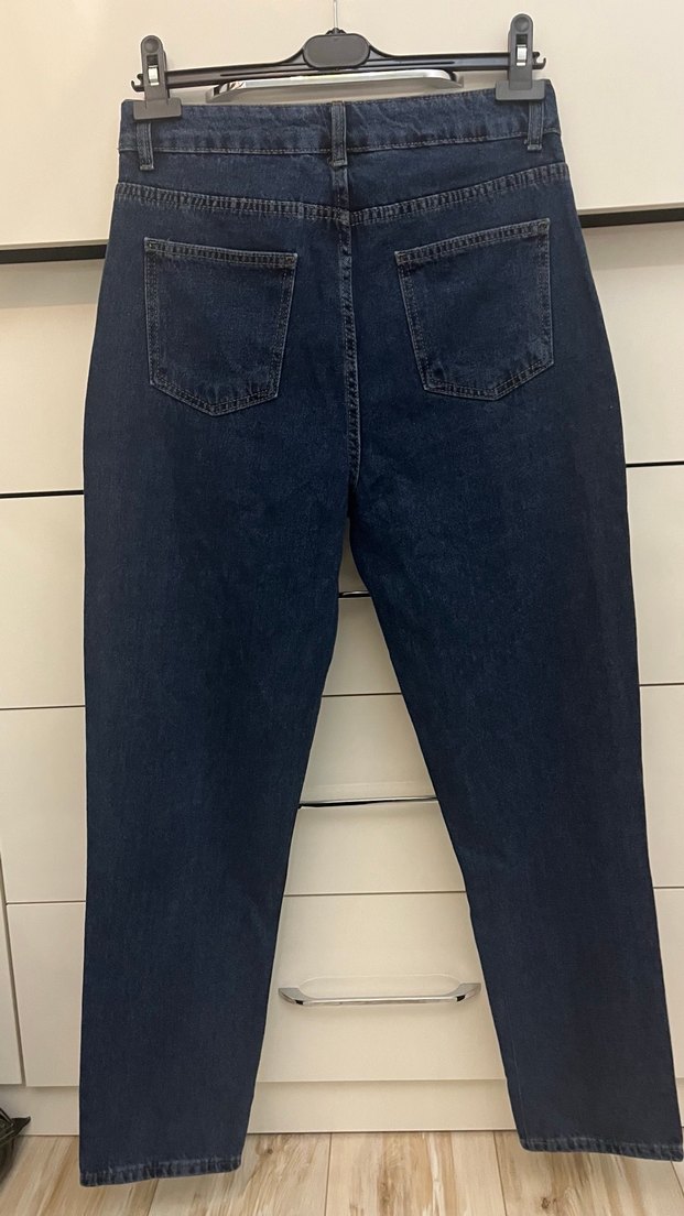 Lacivert Midi Boy Regular Fit Kadın Kot Pantolon - Görsel 4