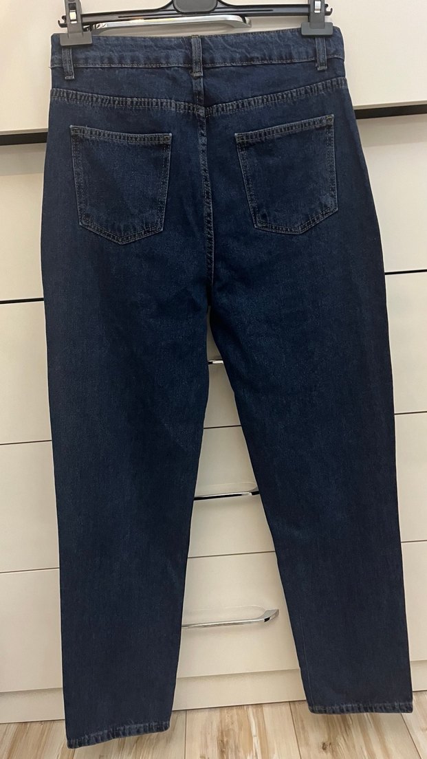 Lacivert Midi Boy Regular Fit Kadın Kot Pantolon - Görsel 3