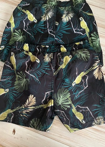 Yeşil Desenli Kemerli Erkek Mini Şort - Görsel 4