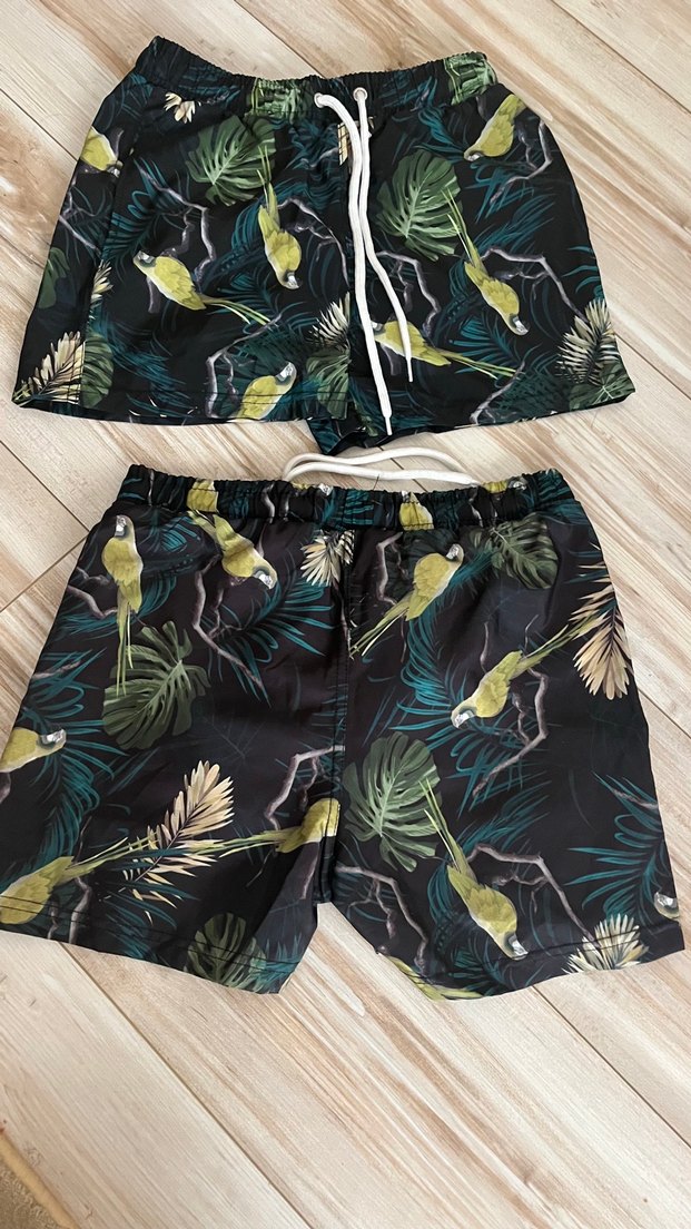 Yeşil Desenli Kemerli Erkek Mini Şort - Görsel 3