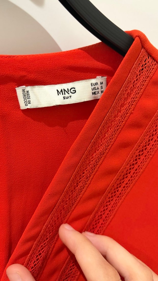 Kırmızı V Yaka Kolsuz Midi Tulum - Görsel 4