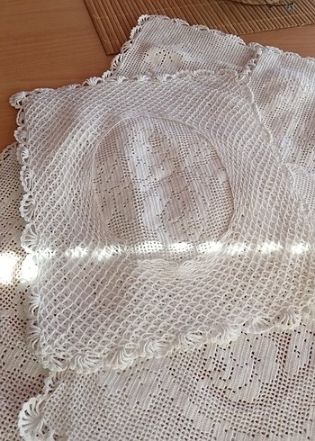 Beden beyaz Renk Vintage El Örgüsü Dantel Kırlent Kılıfı