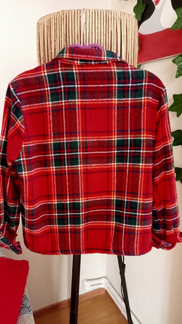 Kırmızı Ekose Kareli Oduncu Kışlık Crop Gömlek - Görsel 4