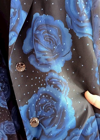 Siyah Saks Abiye Takım Elbise Kolsuz Bluz Etek ve Şifon Gömlek - Görsel 6