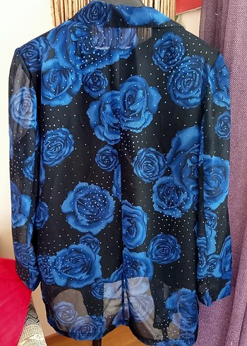 Siyah Saks Abiye Takım Elbise Kolsuz Bluz Etek ve Şifon Gömlek - Görsel 9