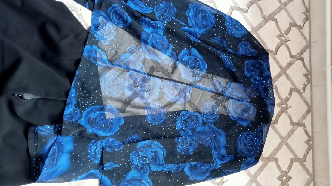 Siyah Saks Abiye Takım Elbise Kolsuz Bluz Etek ve Şifon Gömlek - Görsel 4