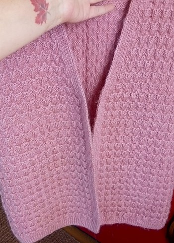 Pembe Gül Kurusu Tiftik Yün Çeyizlik Gelin Yeleği Örme Yelek - Görsel 6