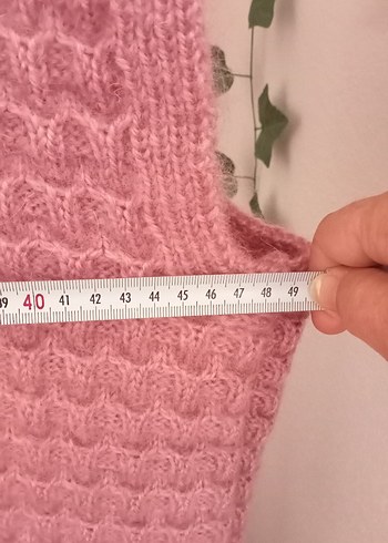 Pembe Gül Kurusu Tiftik Yün Çeyizlik Gelin Yeleği Örme Yelek - Görsel 5