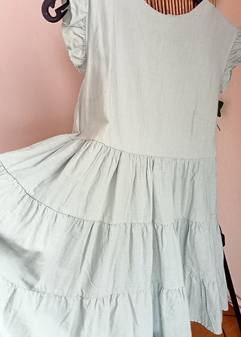 Mint Yeşil Fırfırlı Yazlık Kısa Elbise - Görsel 6