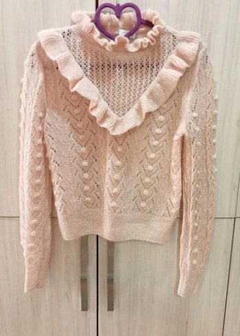 Zara Ajurlu Delikli İnce Crop Triko Kazak - Görsel 2