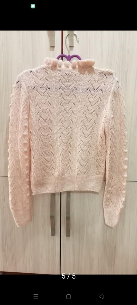 Zara Ajurlu Delikli İnce Crop Triko Kazak - Görsel 5