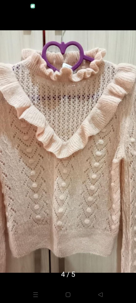 Zara Ajurlu Delikli İnce Crop Triko Kazak - Görsel 4