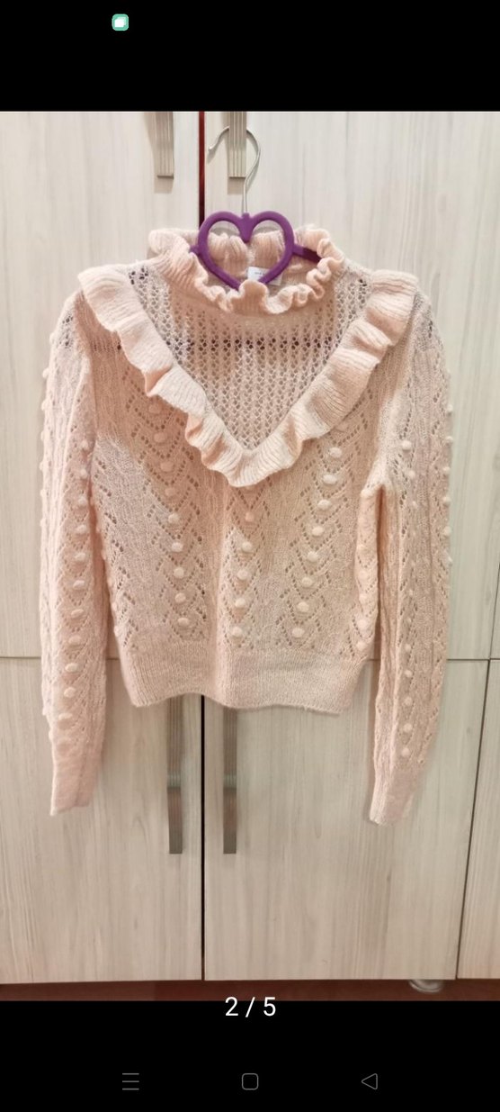 Zara Ajurlu Delikli İnce Crop Triko Kazak - Görsel 2