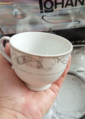 Gri Desenli Beyaz 6'lı Nescafe Çay Fincan Takımı - Görsel 3