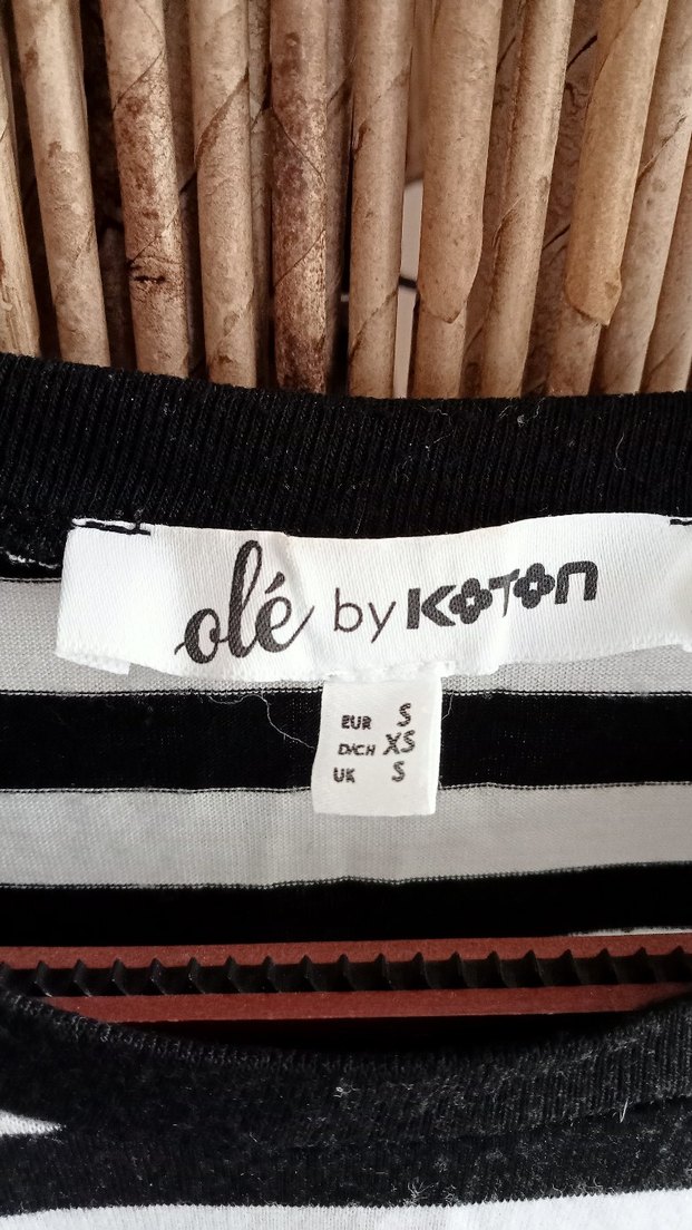 Kadın Siyah Beyaz Çizgili Salaş Tişört - Görsel 2