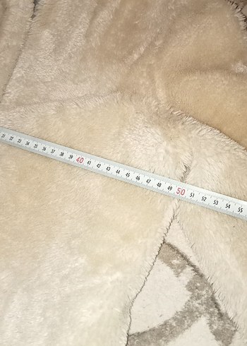 Kapüşonlu Krem Peluş Mont Kaban - Görsel 7